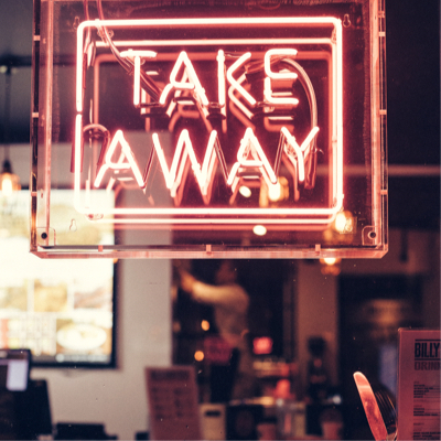 Neon sign on the door